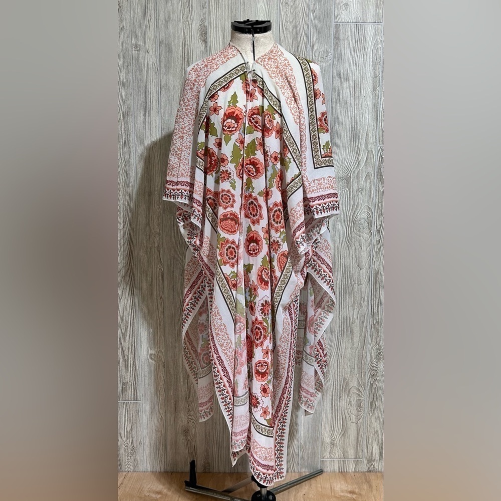 Boho Floral Open Front Longline Kimono Cardigan XXL
